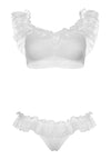 Spitzen BH-Top mit Rüschen & passender Panty im Dessous Set | Leg Avenue