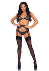 BH Set mit String und Strapshalter - Erotische Dreiteiler Dessous | Leg Avenue