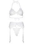 Sexy Dessous-Set mit BH-Top, Strumpfhalter & String in Weiß | Leg Avenue