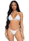 Weißes funkelndes Triangel Bikini Set mit verführerischen Strasssteinen von Leg Avenue