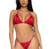 Rotes atemberaubendes glitzerndes Strass Bikini Set mit frech gerüschtem Höschen | Leg Avenue