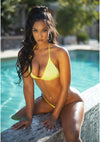 Neongelbes ultra sexy Bikini Set mit funkelnden Strass Details von Leg Avenue – Ansicht 2