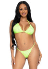 Limettengrünes ultra sexy Bikini Set mit verspielten Rüschen von Leg Avenue – Ansicht 2
