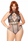 Nahtloser Sexy Netzbody Plussize transparent schwarz | Leg Avenue