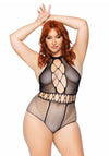 Nahtloser Sexy Netzbody Plussize transparent schwarz | Leg Avenue