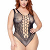 Schwarzer atemberaubender Bodysuit aus feiner Spitze und Netz | Leg Avenue