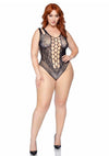 Schwarzer atemberaubender Bodysuit aus feiner Spitze und Netz von Leg Avenue – Ansicht 2