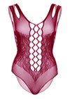 Bordeauxroter aufreizender Spitzen Bodysuit mit tiefen Einblicken von Leg Avenue – Ansicht 6