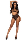 Schwarzes atemberaubendes zweiteiliges Dessous Set mit Neckholder Top von Leg Avenue – Ansicht 5