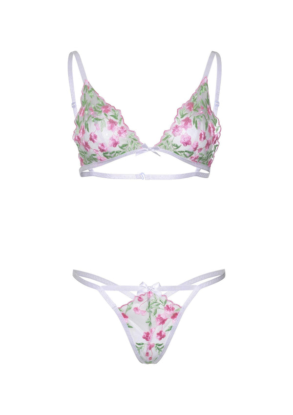 Weißes verführerisches Dessous Set mit zarten Spitzenakzenten von Leg Avenue – Ansicht 2