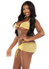 Gelbes verführerisches Sarong Bikini Dessous Set mit funkelnden Akzenten von Leg Avenue – Ansicht 2