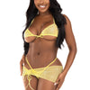 Gelbes verführerisches Sarong Bikini Dessous Set mit funkelnden Akzenten | Leg Avenue