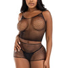 Schwarzes verführerisches Netz Dessous Set mit Boy Shorts | Leg Avenue
