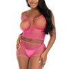 Neonpinkes kokettes Dessous Set aus Netz mit Boy Shorts | Leg Avenue