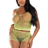 Limettengrünes freches Netz Dessous Set aus Tank Top und bequemen Boy Shorts | Leg Avenue