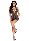 Schwarzes verspieltes Netzkleid mit gewagter Schnüroptik von Leg Avenue – Ansicht 5