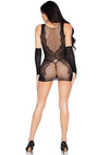 Schwarzes verführerisches Minikleid mit aufwendigen Netzeinsätzen von Leg Avenue – Ansicht 4