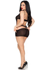 Schwarzes atemberaubendes transparentes Netzkleid mit gewagten Cut Outs von Leg Avenue – Ansicht 2