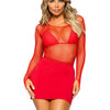 Rotes aufregendes Fisnet Langarmshirt mit betörendem Netzeffekt | Leg Avenue