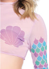 Lilafarbenes transparentes Mermaid Crop Top mit funkelnden Muscheln von Leg Avenue – Ansicht 4