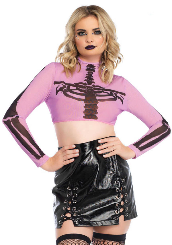 Kostüm - Skelett-Netz-Crop-Top | Leg Avenue