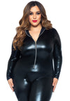 Catsuit im Wetlkook mit Front-Zipper Kostüm - Queen Size | Leg Avenue
