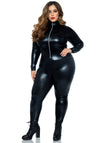 Catsuit im Wetlkook mit Front-Zipper Kostüm - Queen Size | Leg Avenue