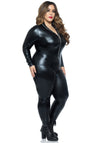 Catsuit im Wetlkook mit Front-Zipper Kostüm - Queen Size | Leg Avenue