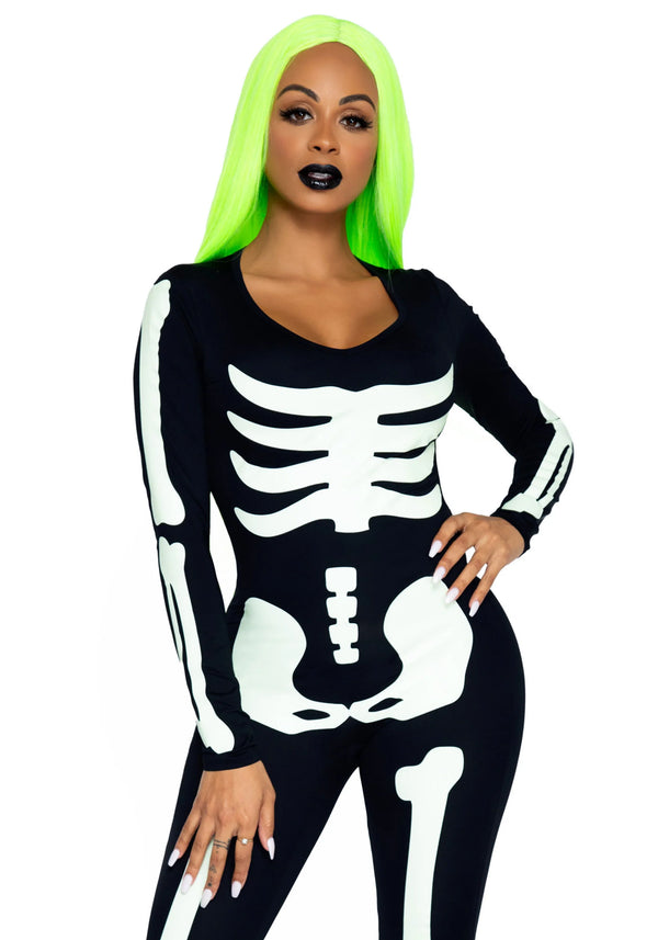 Kostüm - Skelett Catsuit mit fluoreszierendem Effekt | Leg Avenue