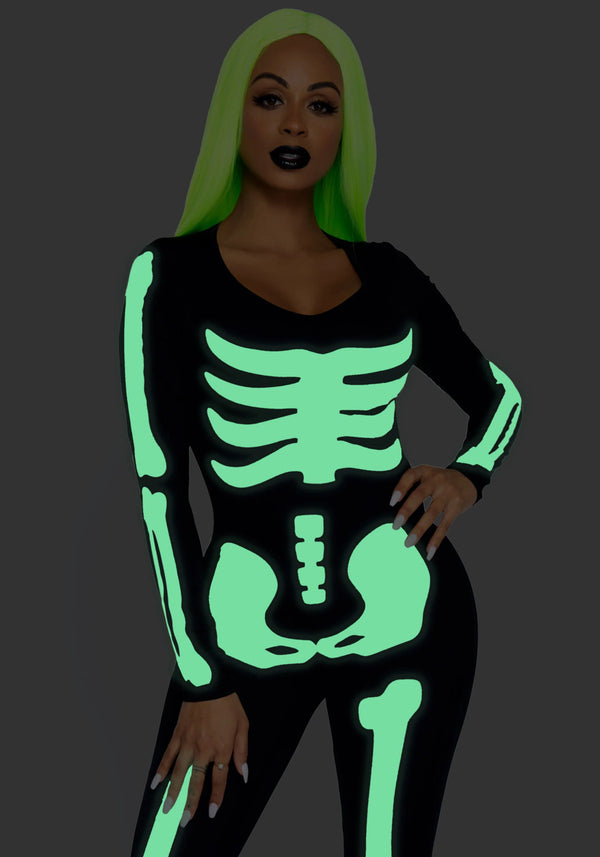 Kostüm - Skelett Catsuit mit fluoreszierendem Effekt | Leg Avenue