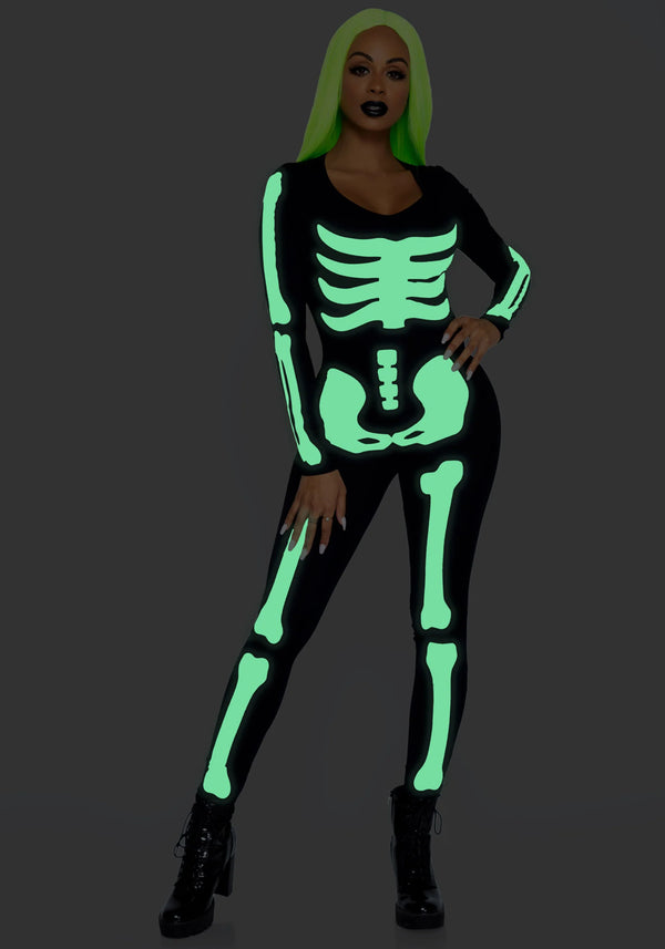 Kostüm - Skelett Catsuit mit fluoreszierendem Effekt | Leg Avenue