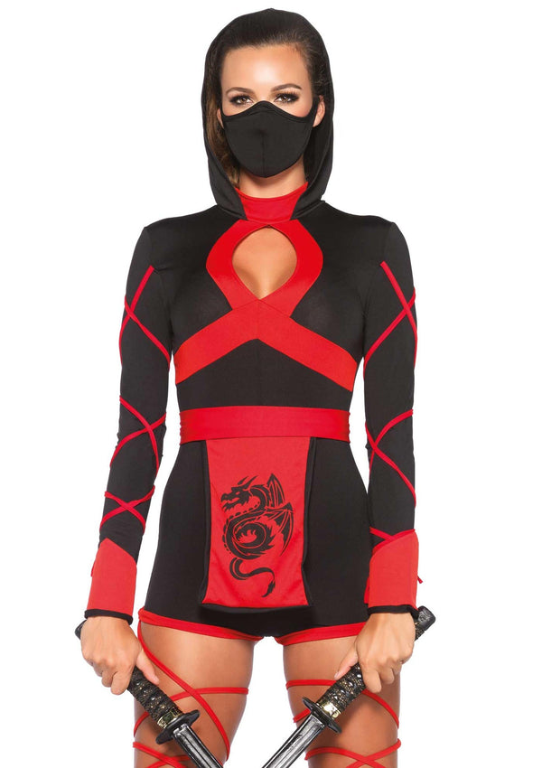 Schwarz rotes mörderisch sexy Kostüm Set mit aufregenden Cut Outs von Leg Avenue