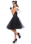 Schwarzes atemberaubendes Rockabilly Swing Kleid mit voluminösem Tüllrock von Leg Avenue – Ansicht 3