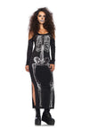 Kostüm - Skelettkleid mit Seitenschlitz | Leg Avenue
