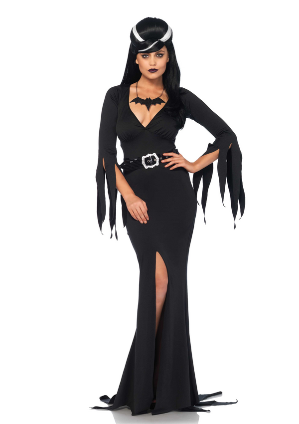 Schwarzes atemberaubendes Kleid im gotischen Stil für dunkle Göttinnen von Leg Avenue – Ansicht 2
