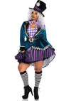 Mehrfarbiges atemberaubendes Samtkleid im extravaganten Mad Hatter Design von Leg Avenue