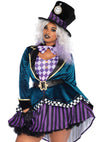 Mehrfarbiges atemberaubendes Samtkleid im extravaganten Mad Hatter Design von Leg Avenue – Ansicht 3