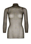 Luxoriöses langärmliges Fishnet Kleid mit Goldakzenten | Leg Avenue