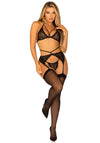 3tlg. Set mit BH, Strumpfhalter und String im floralem Design | Leg Avenue