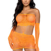 Oranges kurvenbetontes zweiteiliges Schlauchkleid mit Handschuhen | Leg Avenue