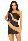 Asymmetrisches Minikleid mit Strass und Mesh-Einsatzakzenten | Leg Avenue