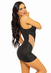 Asymmetrisches Minikleid mit Strass und Mesh-Einsatzakzenten | Leg Avenue