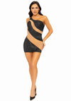 Asymmetrisches Minikleid mit Strass und Mesh-Einsatzakzenten | Leg Avenue