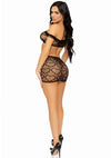 Schwarzes atemberaubendes schulterfreies Dessous Set mit romantischen Details von Leg Avenue – Ansicht 7