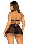 Babydoll und Höschen aus Spitze und Mesh | Leg Avenue