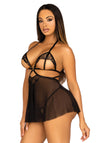 Babydoll und Höschen aus Spitze und Mesh | Leg Avenue
