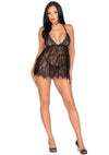 Schwarzes atemberaubendes Spitzen Babydoll mit tiefem V Ausschnitt von Leg Avenue – Ansicht 4