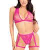 Pinkes verführerisches Dessous Set mit raffinierten Beingartern | Leg Avenue