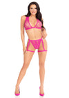 Pinkes verführerisches Dessous Set mit raffinierten Beingartern von Leg Avenue – Ansicht 2