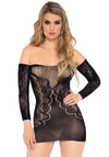 Elegantes schulterfreies Spitzen- Minikleid mit Sticker-Details | Leg Avenue